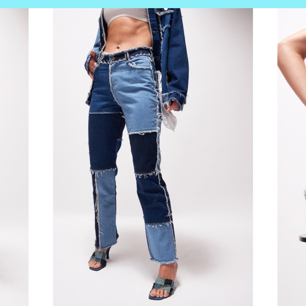 patchwork denim jeans (fits 27.5-28)
